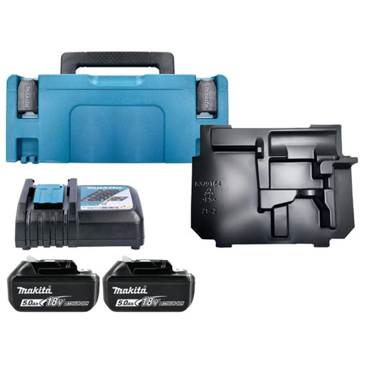 Makita 18V LXT Twin 5.0Ah Battery & Charger Set – BL1850B x2 + DC18RC + Makpac