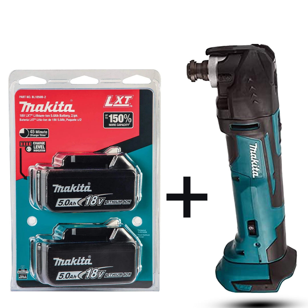 Makita 18V LXT Multi-Tool DTM51Z β Tool-Free Blade Change + BL1850B Twin Battery Pack