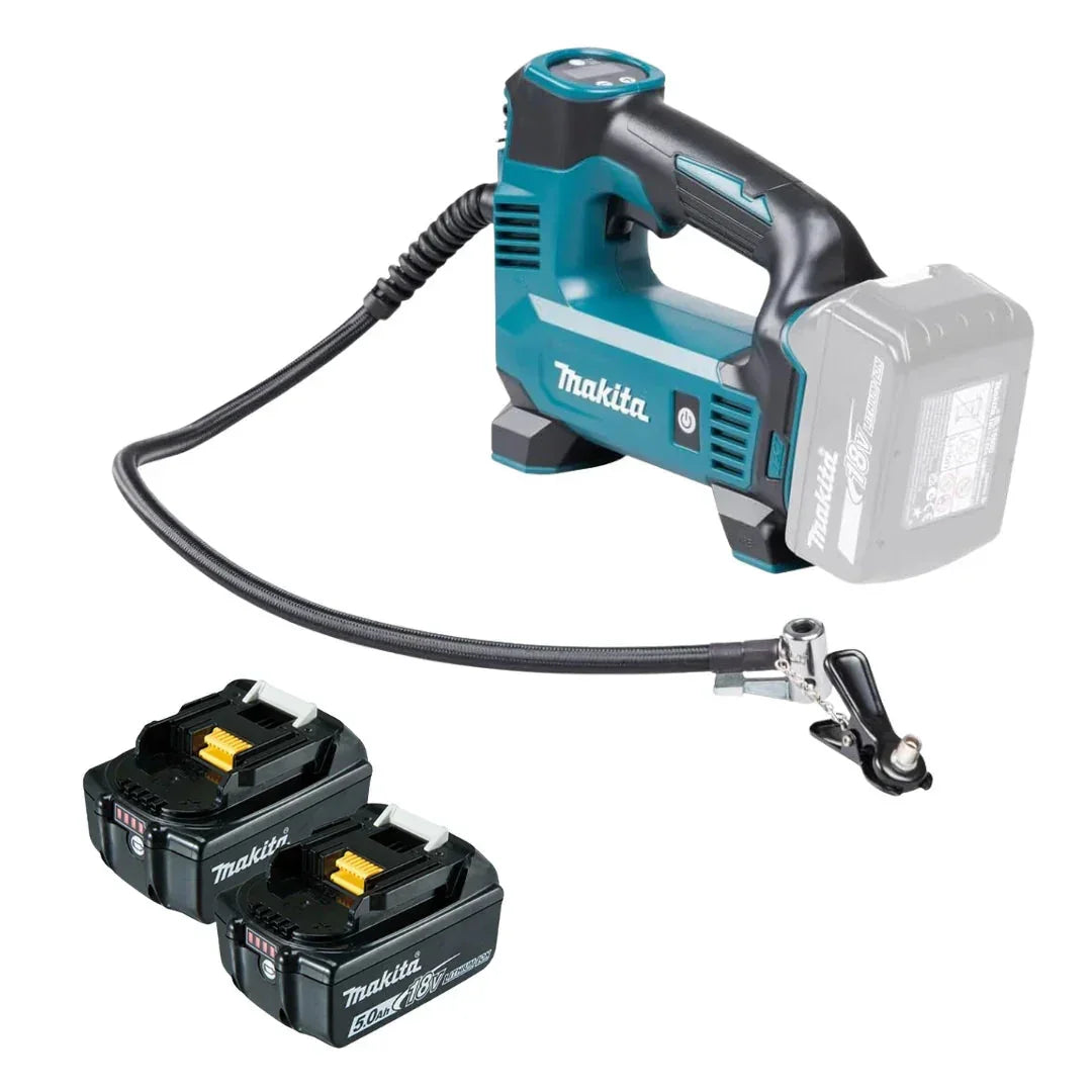 Makita DMP180Z Inflator 18V LXT Cordless Air Pump + 2× 5.0Ah BL1850B Batteries