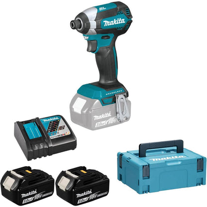Makita 18V LXT DTD153RTJ Brushless Impact Driver Kit – 2× Batteries, Rapid Charger & Makpac Carry Case