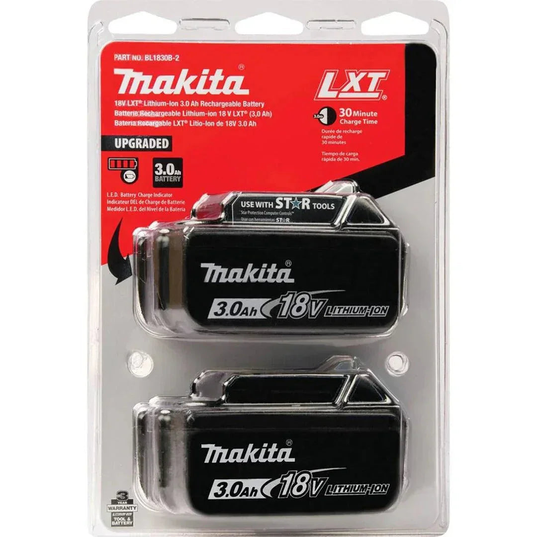 Makita BL1830B 18V LXT 3.0Ah Lithium-Ion Battery Pack – Twin Set (2pcs)